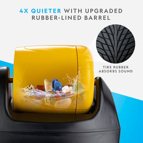 Blue Marble leak-proof barrel with rubber lining enables quieter tumbling during operation.