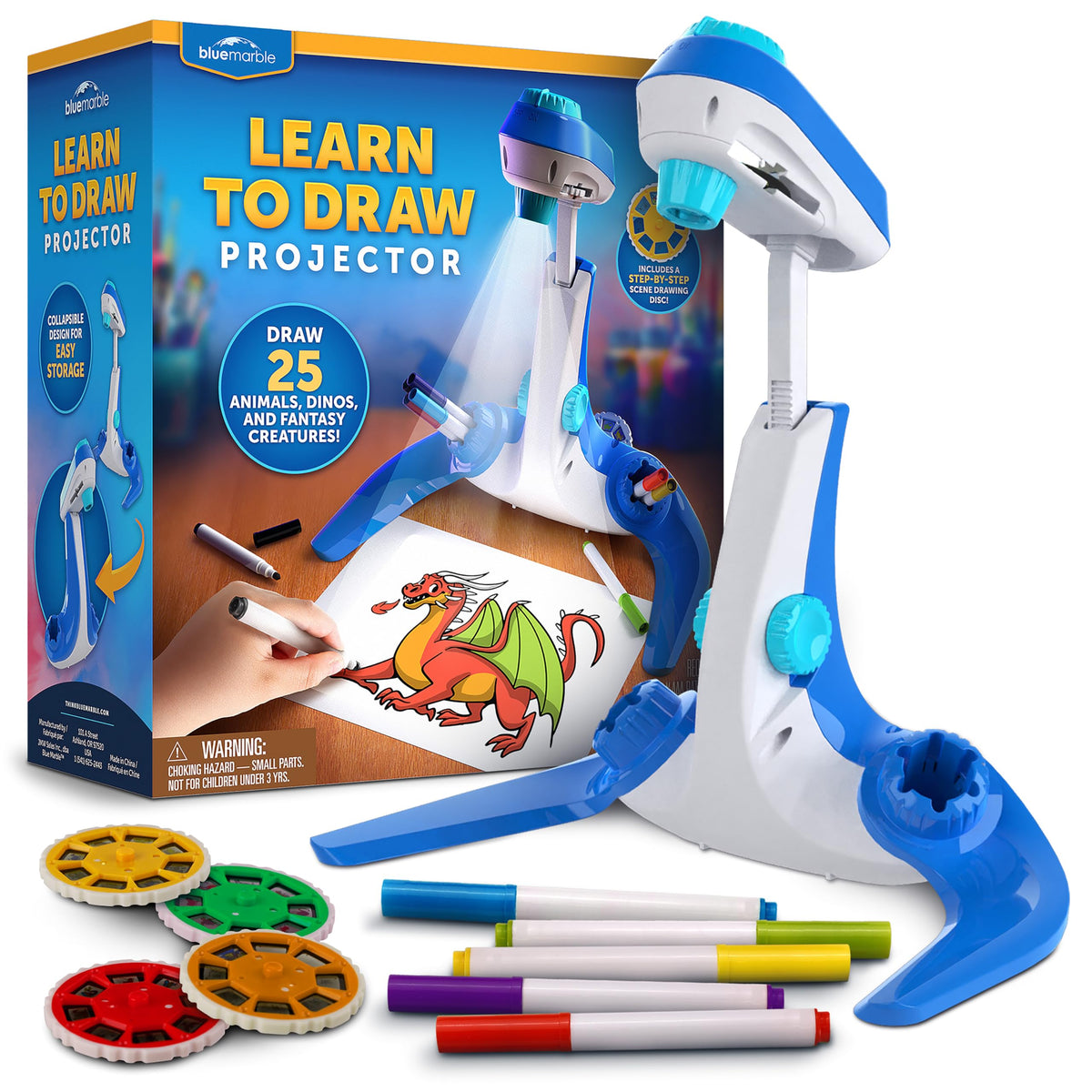 Blue Marble Learn to Draw Projector main unit ready for kids to trace with crisp light