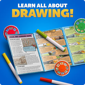 Blue Marble Learn to Draw Projector storage compartments keeps markers and discs organized