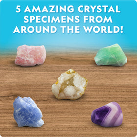 Blue Marble kit includes five real gemstone specimens for hands-on mineral study.