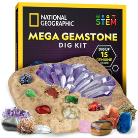 Blue Marble Mega Gemstone Dig Kit: dig brick reveals real gemstones for hands-on discovery.