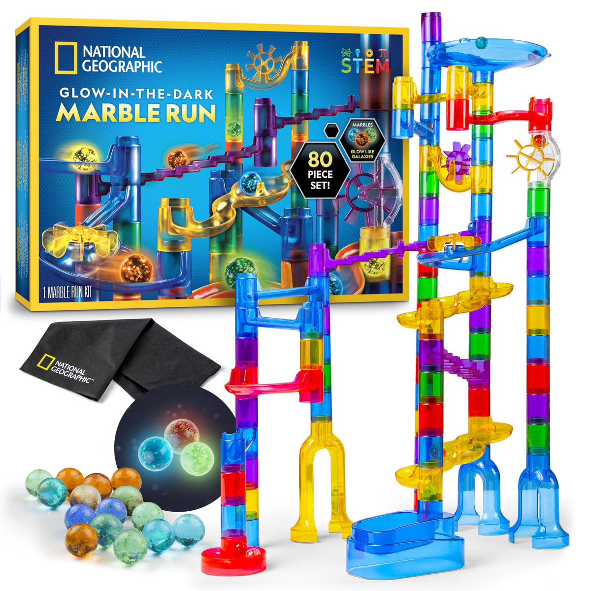 Blue Marble National Geographic glowing marble run base assembly for sturdy play