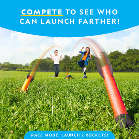 Adjustable angle on the air rocket launcher creates varied flight paths