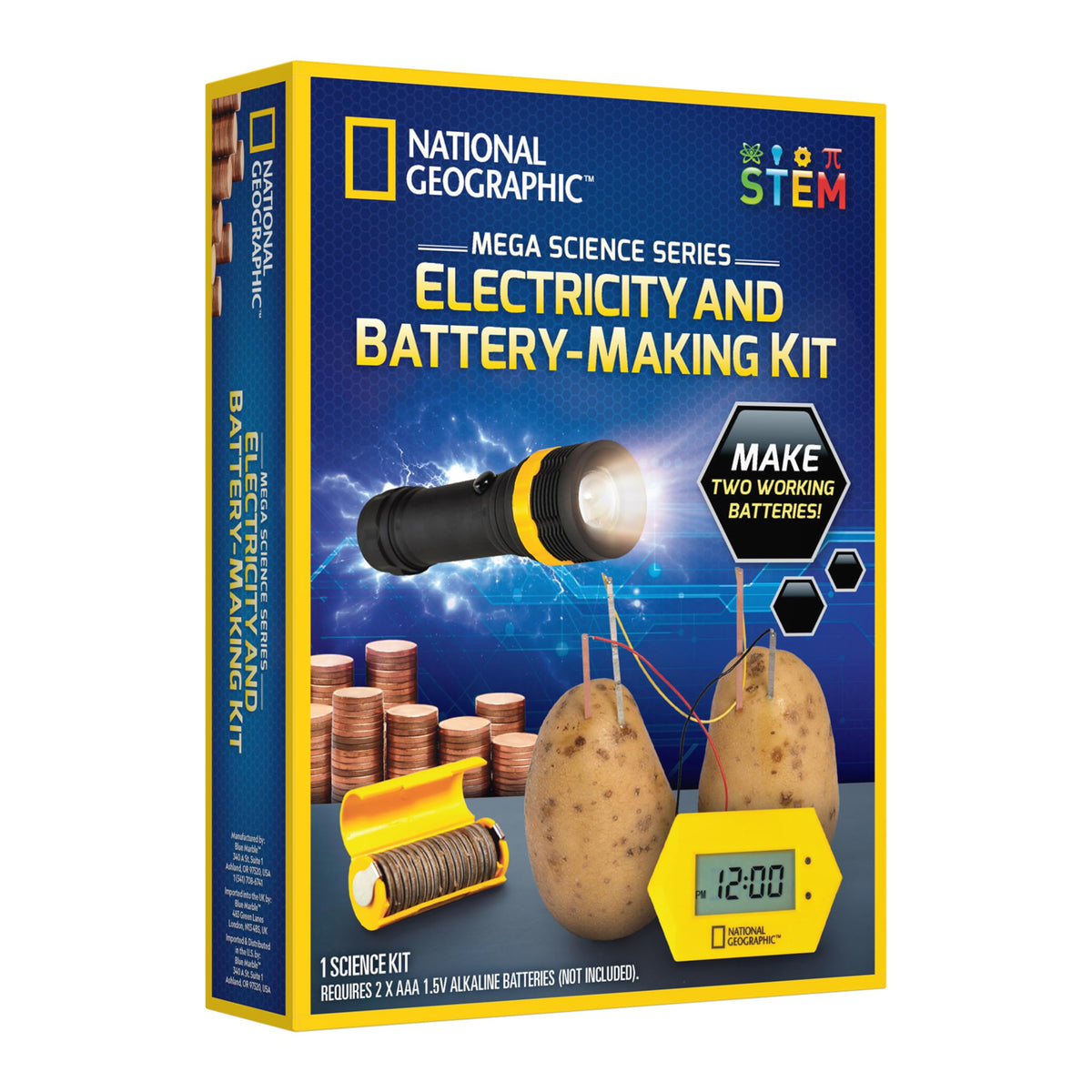 Blue Marble battery making kit potato clock: hands-on electricity project for kids