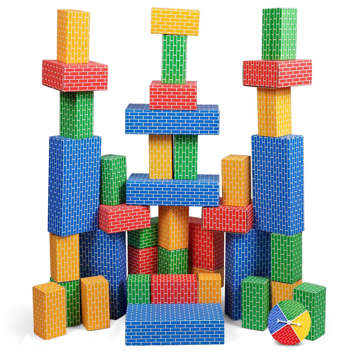 Blue Marble National Geographic blocks form a colorful tower for imaginative open-ended play