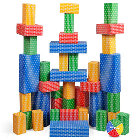 Blue Marble National Geographic blocks form a colorful tower for imaginative open-ended play