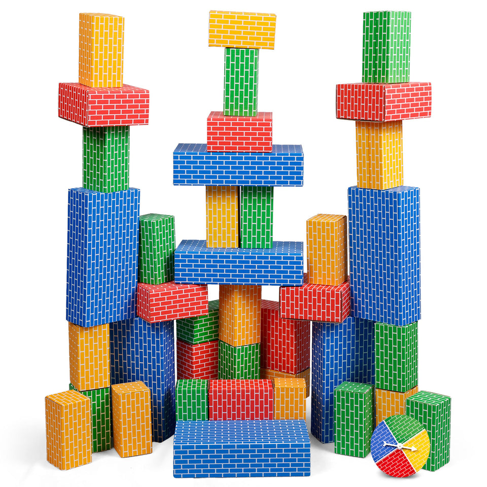 Blue Marble National Geographic blocks form a colorful tower for imaginative open-ended play