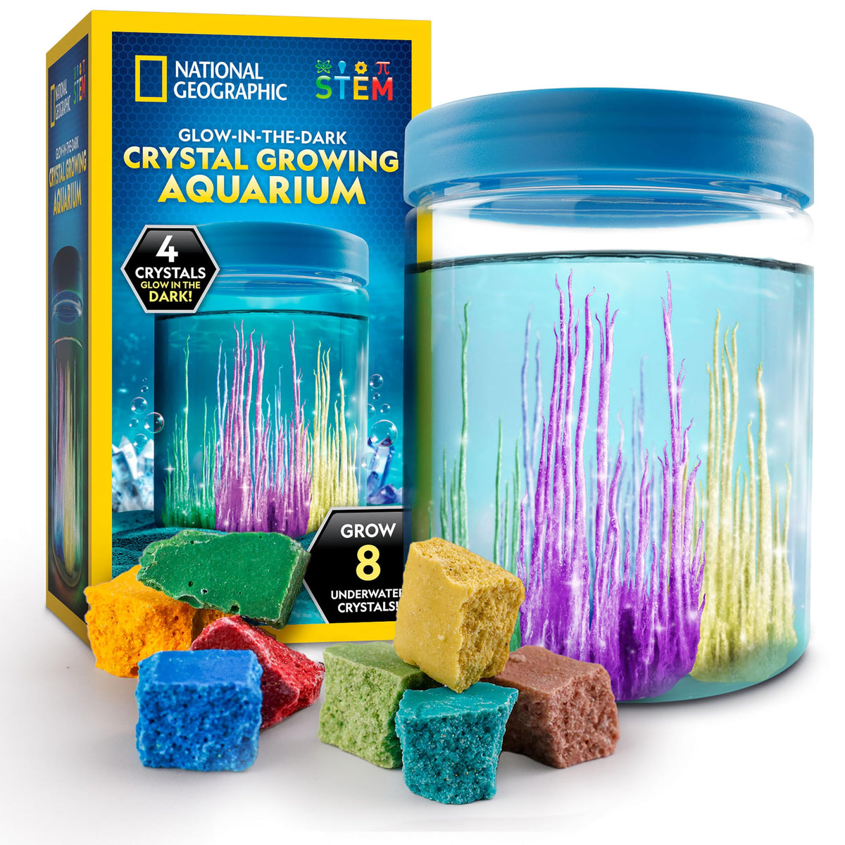 Blue Marble National Geographic crystal aquarium undersea view showcases vibrant crystals growing safely.