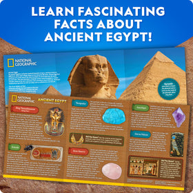 Blue Marble National Geographic Egypt dig kit hieroglyphs booklet teaches simple symbols while excavating.