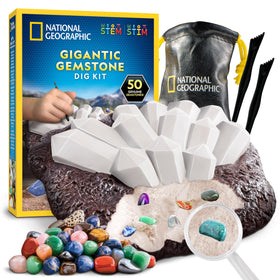 Blue Marble National Geographic Gemstone Dig Kit brick—hands-on excavation experience for curious kids.