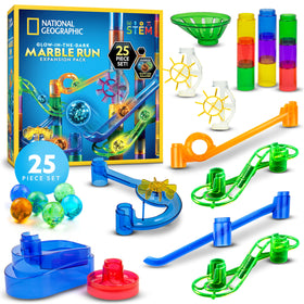 Blue Marble National Geographic glow-in-the-dark marbles shine during nighttime play.
