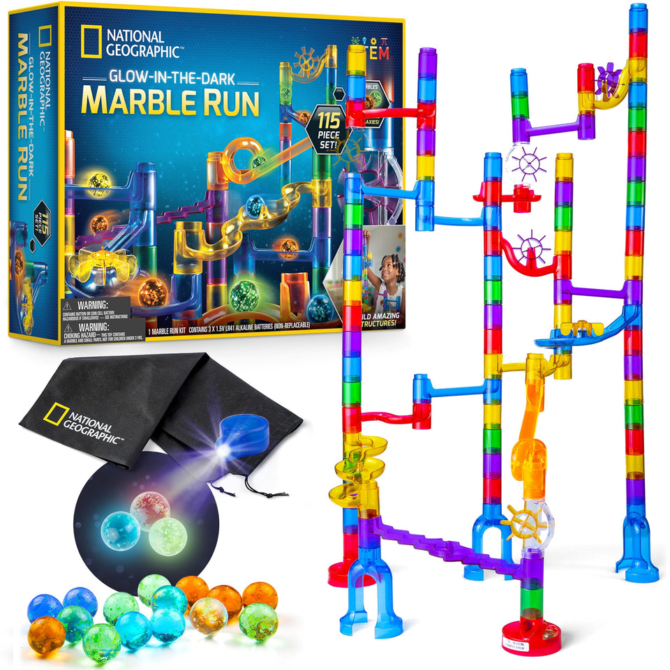 Blue Marble National Geographic Glowing Marble Run full set ready for creative STEM exploration