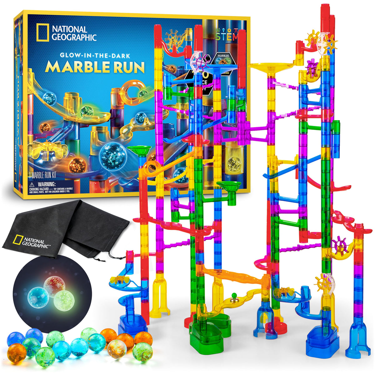 Blue Marble National Geographic glowing marble run base for sturdy, stable builds.
