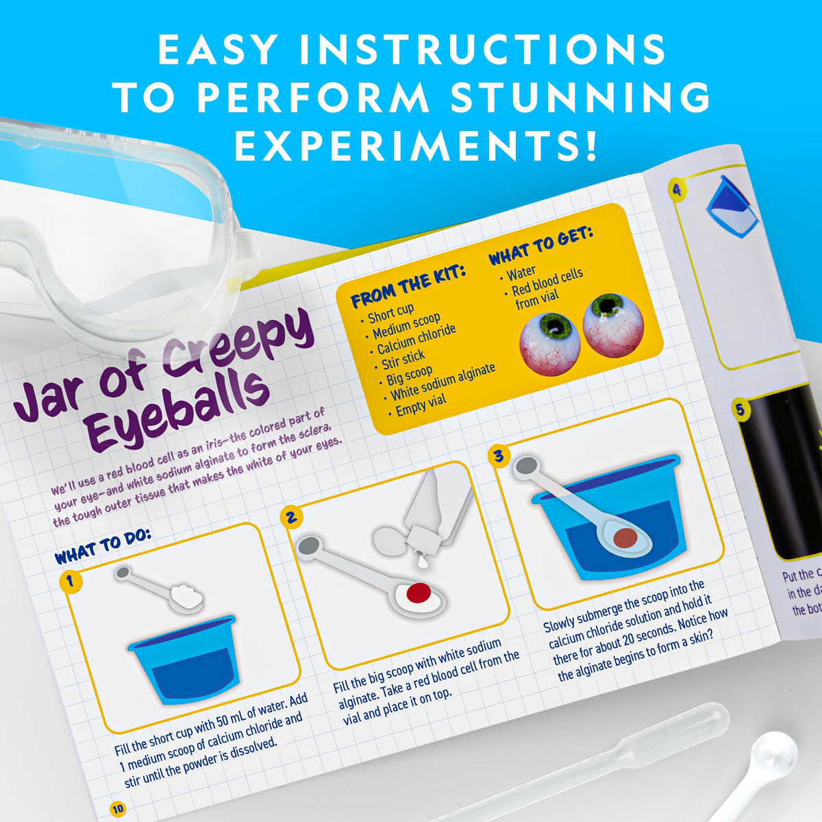 Blue Marble National Geographic Gross Science Kit chemical reactions shed light on cause-and-effect in experiments.