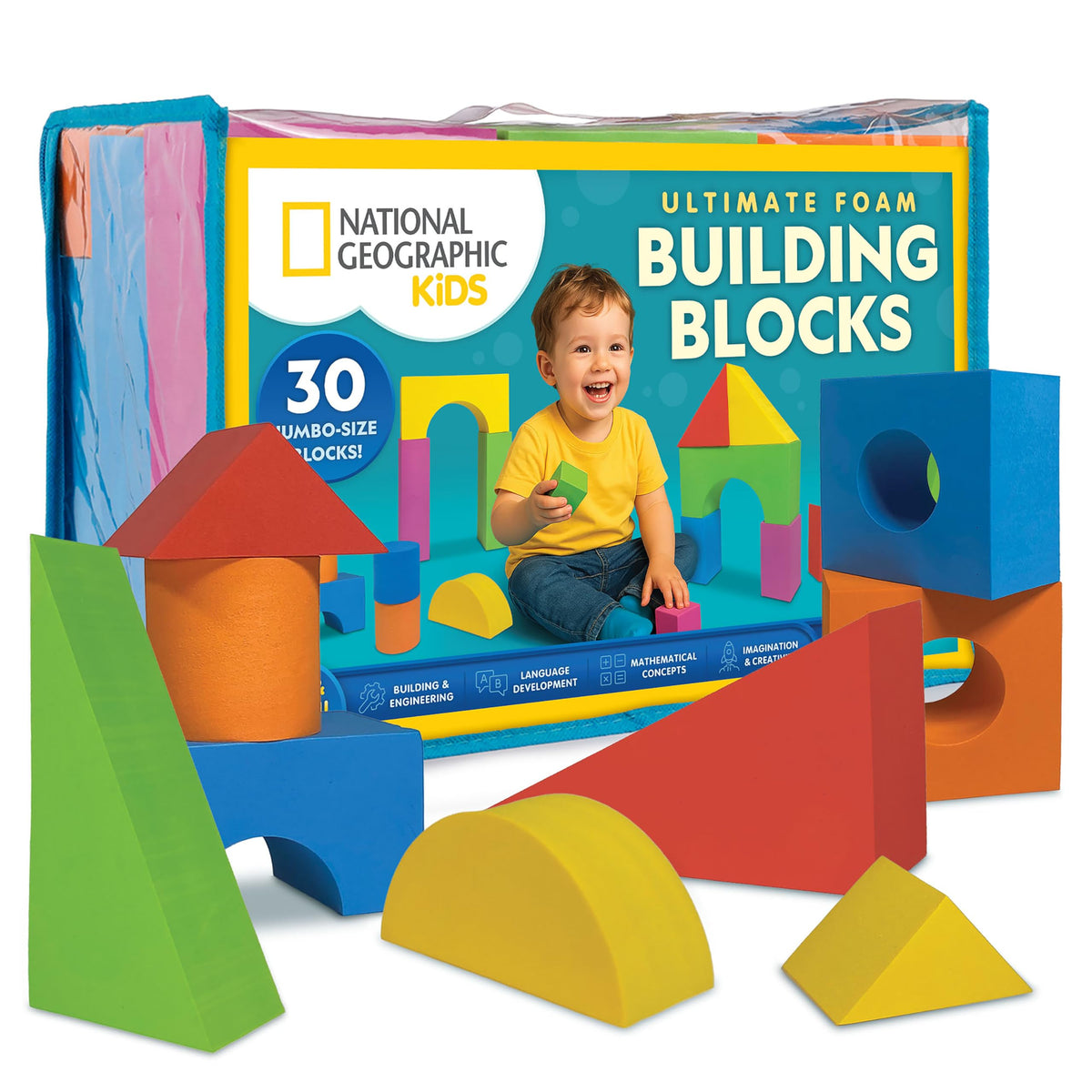 Blue Marble National Geographic jumbo foam blocks set for toddlers, safe and stackable.
