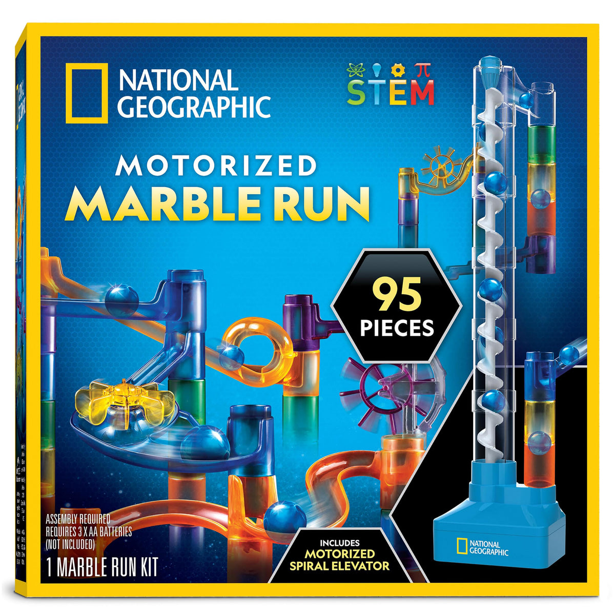 Blue Marble National Geographic marble run elevator in action enables endless marble launches.