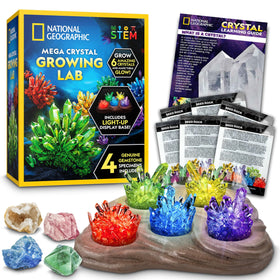 Blue Marble National Geographic Mega Crystal Growing Kit crystals in progress showcase vibrant colors for learning.