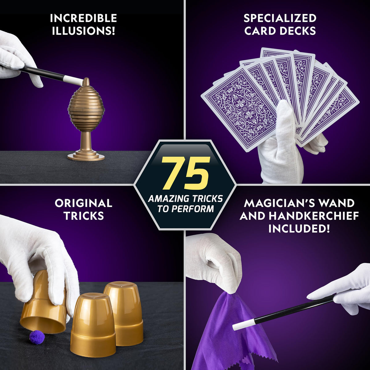 Blue Marble Mega Magic Set features two magician card decks for practice.