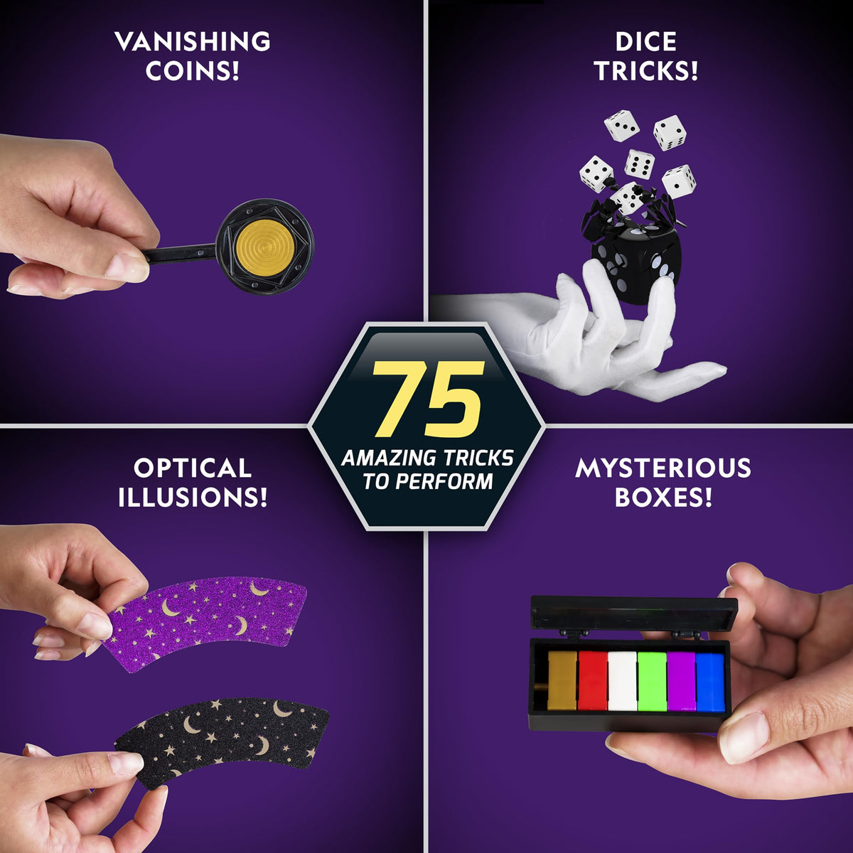 Blue Marble Mega Magic Set includes pro video instructions for each trick.