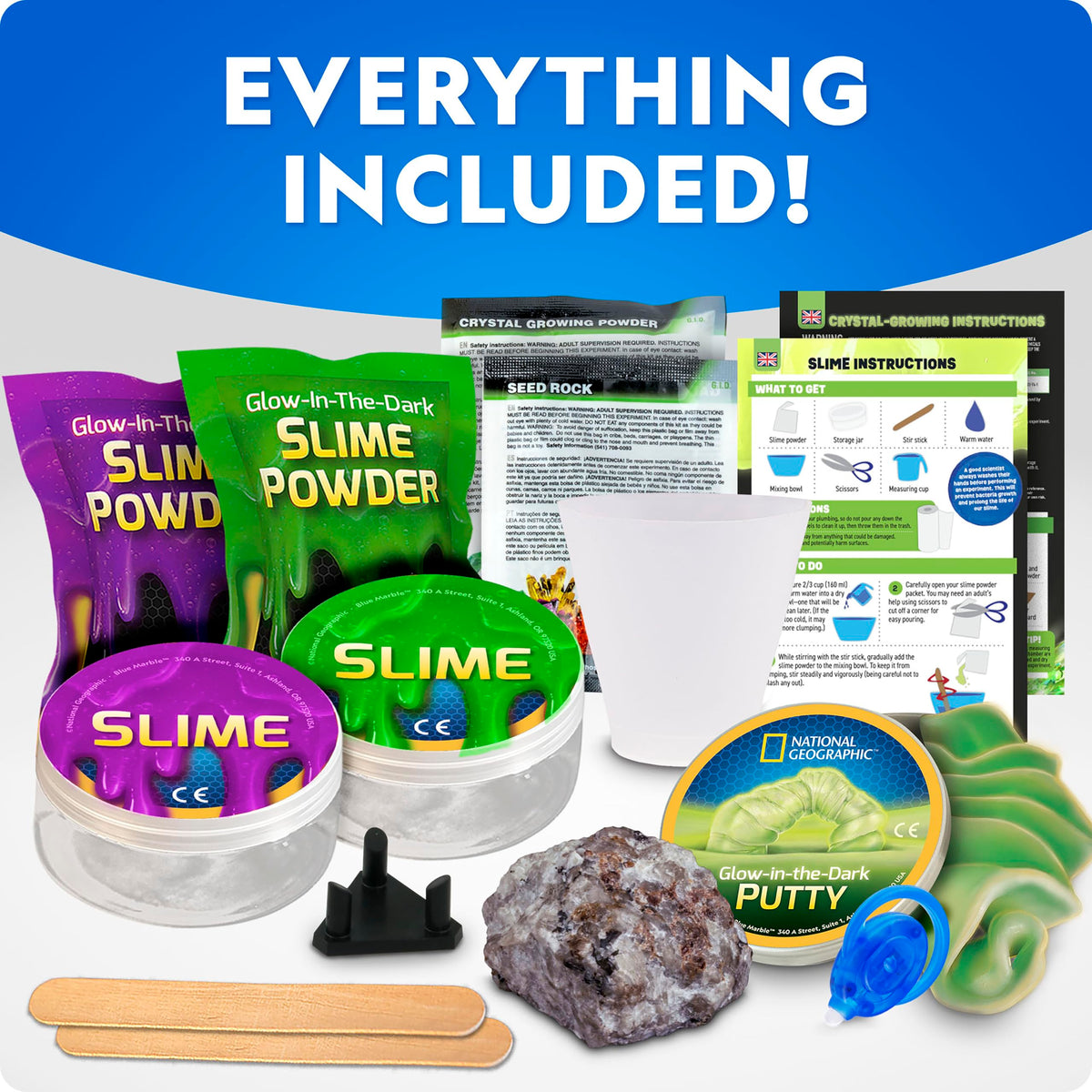 Blue Marble National Geographic Mega Science Kit glowing putty test