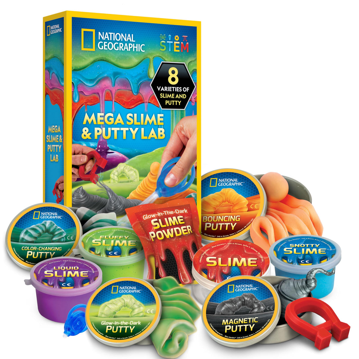 Blue Marble National Geographic Mega Slime Kit eight varieties for hands-on learning.