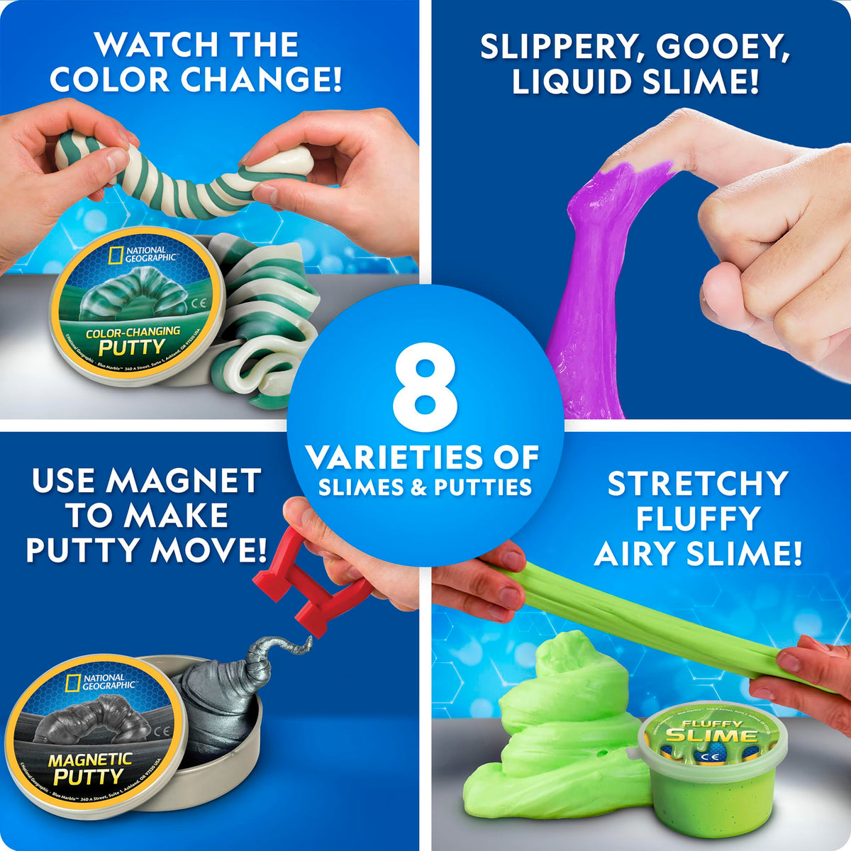 Blue Marble Mega Slime Kit fluffy slime offers soft squishy play.