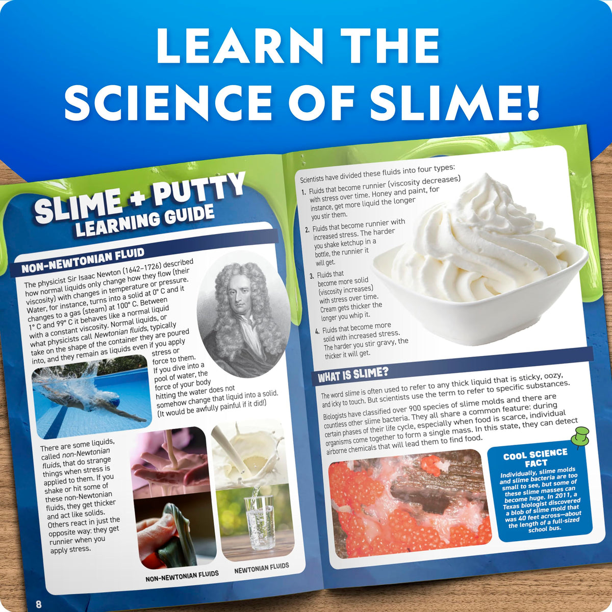 Blue Marble Mega Slime Kit liquid slime has a smooth oozy texture.