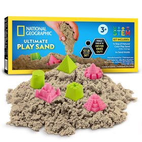 Blue Marble Moon Sand with castle molds invites imaginative building.