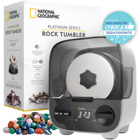 Blue Marble National Geographic Platinum Series rock polisher with 2 lb barrel for quiet indoor tumbling