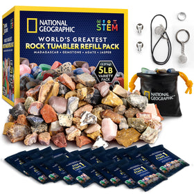 Blue Marble National Geographic refill rocks—unpolished stones for beginner tumbling projects.