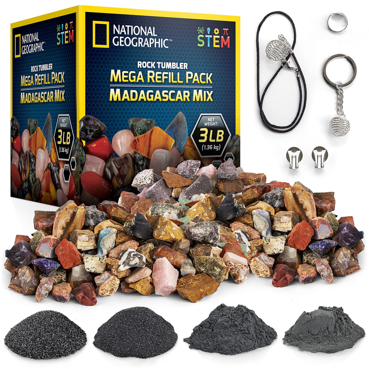 Blue Marble National Geographic Rock Refill raw Madagascar rocks for at-home tumbling