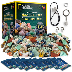 Blue Marble National Geographic Rock Tumbler Refill showing rough gemstones for creative tumbling projects
