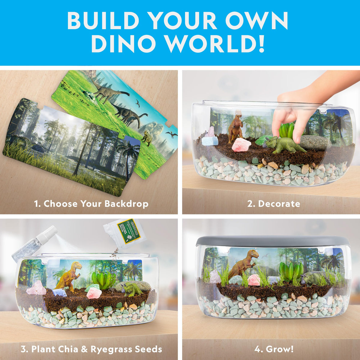 Blue Marble terrarium wide-mouth design allows easy access for young creators.