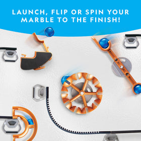 Blue Marble National Geographic Trick pieces add twists to the marble maze.