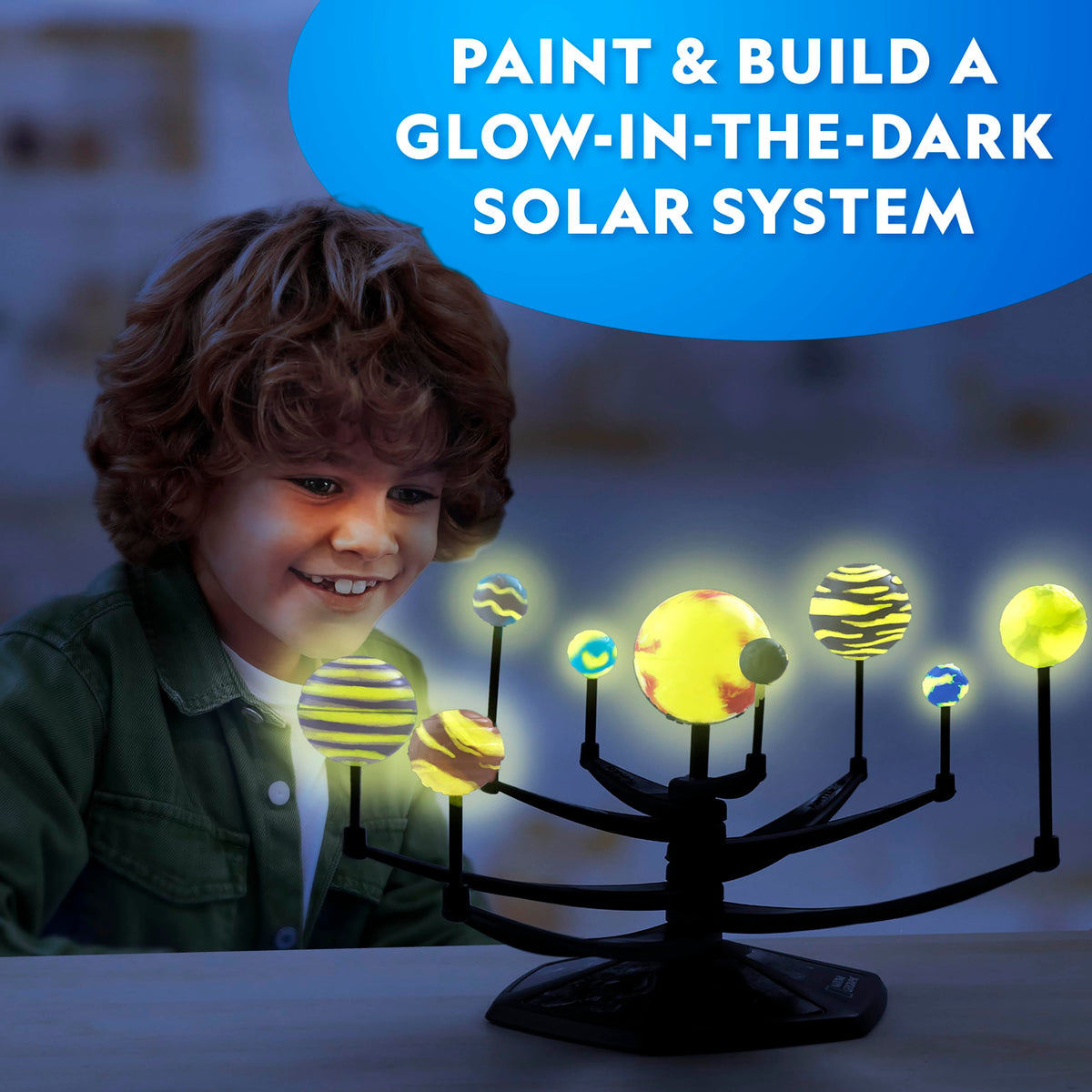 Blue Marble glow-in-the-dark diamond painting night light enhances a kid's room with color.