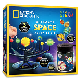 Blue Marble National Geographic Ultimate Space Activity Kit solar system model with movable planets for interactive learning.