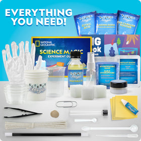 Blue Marble National Geographic kit demonstrates vanishing test tube in an engaging science demo.