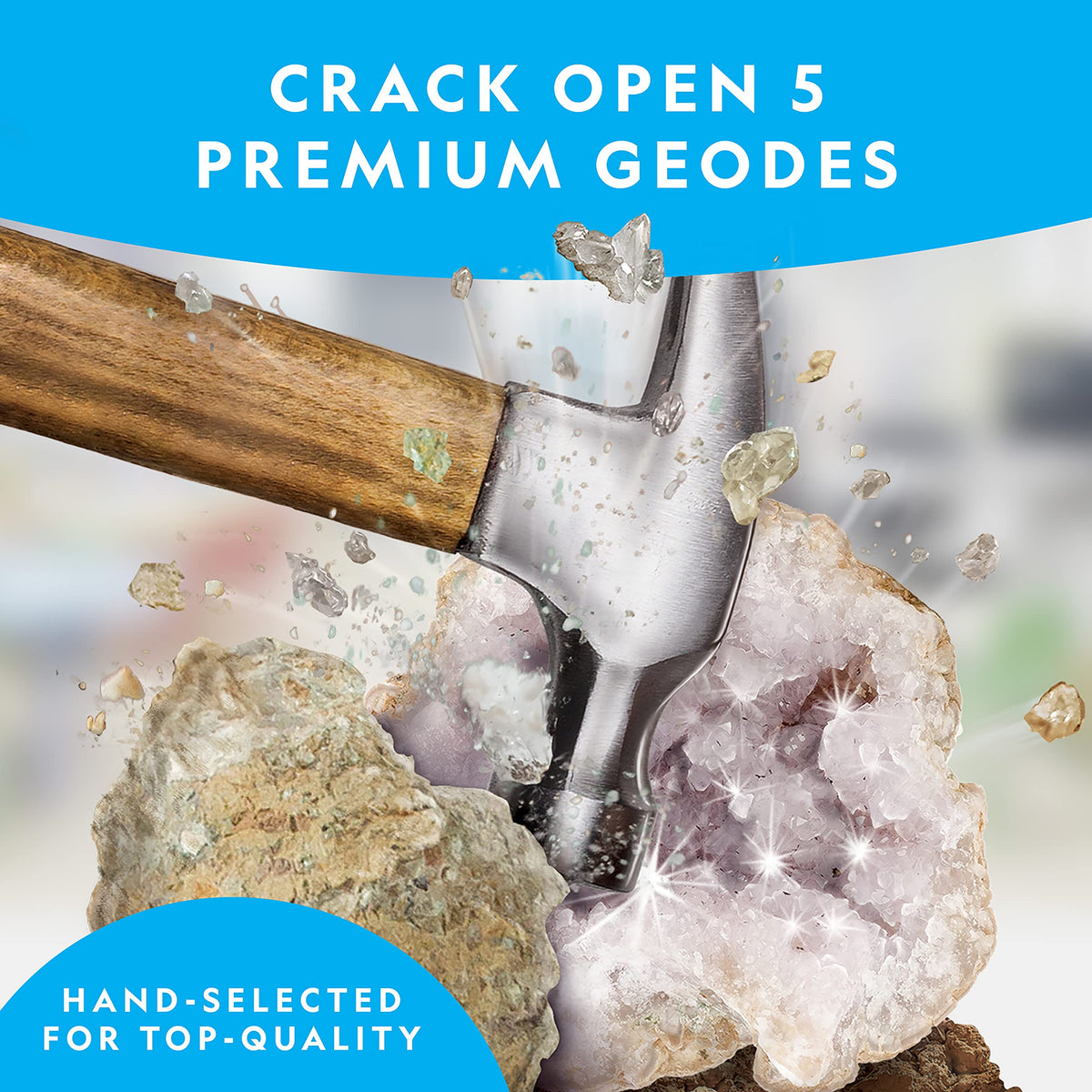 Blue Marble Natural Geodes Crystals Inside highlights the natural beauty revealed during cracking.