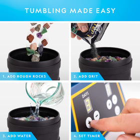 Blue Marble rock tumbler with 3-speed motor for customizable polishing sessions