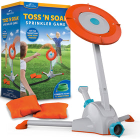 Blue Marble Toss 'N Soak target being hit, promising splashy backyard play.