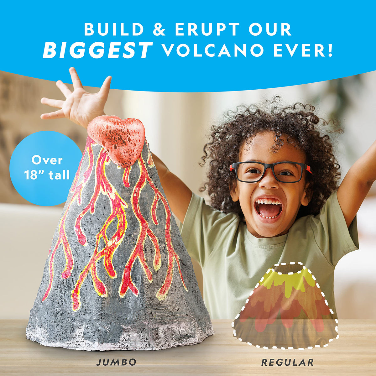 Blue Marble Volcano assembly process showing kid-friendly setup steps