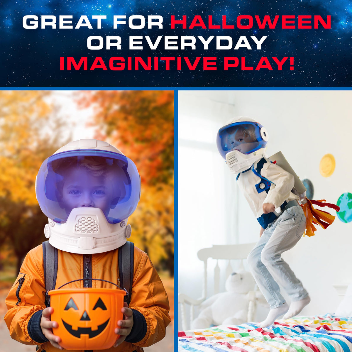 Blue Marble wearable astronaut helmet ideal for Halloween and classroom dress-up.