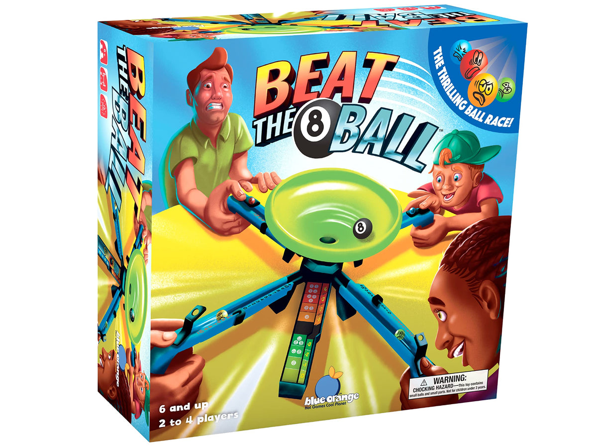 Blue Orange Beat The 8 Ball platform setup with ramps enables fast-paced play