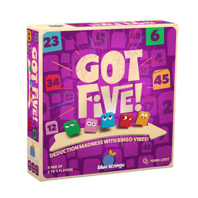 Blue Orange Got Five! tile pile showcasing color-coded numbers for strategic deduction.