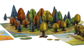 Blue Orange Photosynthesis trees on board illustrate growing forest strategy for players
