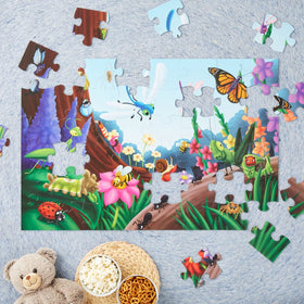 Blue Panda 48-piece bug puzzle pieces, promotes hand-eye coordination and problem solving.