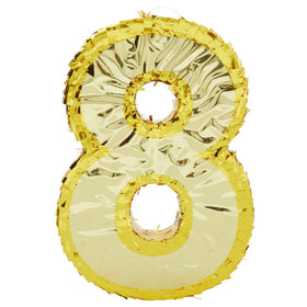Blue Panda Gold Foil Number 8 Pinata enables personalized fillings with candies and confetti