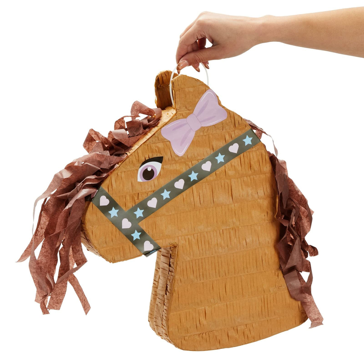 Blue Panda Horse Pinata measures 12x16x3 inches for size-appropriate decor.