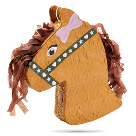 Blue Panda Horse Pinata top opening enables quick filling for confetti and treats.