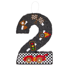 Blue Panda Number 2 Race Car Pinata detailed design enhances indoor celebrations with festive flair.